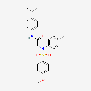 molecular formula C25H28N2O4S B3658877 N~2~-[(4-methoxyphenyl)sulfonyl]-N~2~-(4-methylphenyl)-N-[4-(propan-2-yl)phenyl]glycinamide 