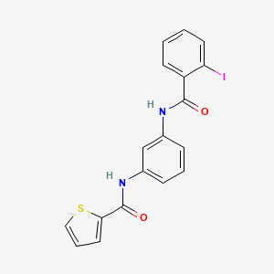 molecular formula C18H13IN2O2S B3659013 N-(3-{[(2-iodophenyl)carbonyl]amino}phenyl)thiophene-2-carboxamide 