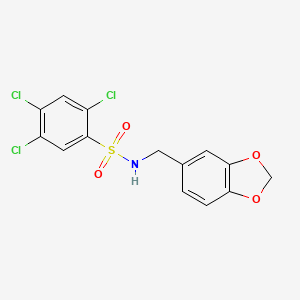molecular formula C14H10Cl3NO4S B3659090 N-(1,3-benzodioxol-5-ylmethyl)-2,4,5-trichlorobenzenesulfonamide 