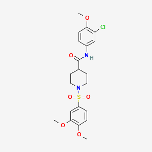 molecular formula C21H25ClN2O6S B3659122 N-(3-CHLORO-4-METHOXYPHENYL)-1-(3,4-DIMETHOXYBENZENESULFONYL)PIPERIDINE-4-CARBOXAMIDE 