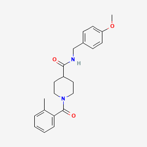 molecular formula C22H26N2O3 B3659171 N-[(4-methoxyphenyl)methyl]-1-(2-methylbenzoyl)piperidine-4-carboxamide 