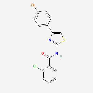 molecular formula C16H10BrClN2OS B3659481 N-[4-(4-bromophenyl)-1,3-thiazol-2-yl]-2-chlorobenzamide 