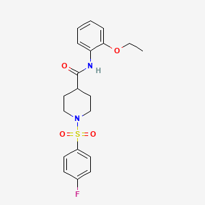 molecular formula C20H23FN2O4S B3659493 N-(2-Ethoxyphenyl)-1-(4-fluorobenzenesulfonyl)piperidine-4-carboxamide 