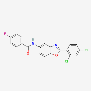 molecular formula C20H11Cl2FN2O2 B3659527 N-[2-(2,4-dichlorophenyl)-1,3-benzoxazol-5-yl]-4-fluorobenzamide 