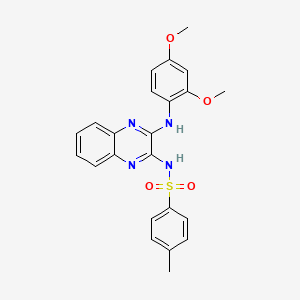 molecular formula C23H22N4O4S B3659625 N-{3-[(2,4-dimethoxyphenyl)amino]-2-quinoxalinyl}-4-methylbenzenesulfonamide 