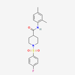 molecular formula C20H23FN2O3S B3659629 N-(2,4-DIMETHYLPHENYL)-1-(4-FLUOROBENZENESULFONYL)PIPERIDINE-4-CARBOXAMIDE 