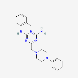 molecular formula C22H27N7 B3659643 N-(2,4-dimethylphenyl)-6-[(4-phenylpiperazin-1-yl)methyl]-1,3,5-triazine-2,4-diamine 