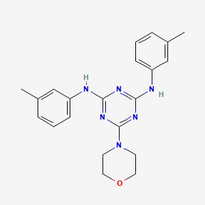 molecular formula C21H24N6O B3659676 N,N'-bis(3-methylphenyl)-6-(morpholin-4-yl)-1,3,5-triazine-2,4-diamine 