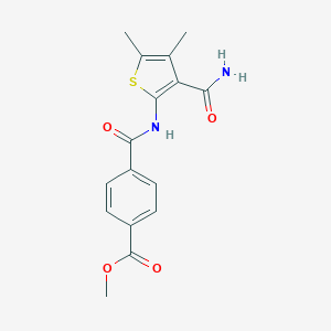 molecular formula C16H16N2O4S B365969 Methyl 4-[(3-carbamoyl-4,5-dimethylthiophen-2-yl)carbamoyl]benzoate CAS No. 896308-59-1