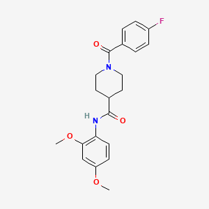 molecular formula C21H23FN2O4 B3659715 N-(2,4-dimethoxyphenyl)-1-(4-fluorobenzoyl)piperidine-4-carboxamide 