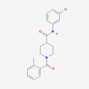 molecular formula C20H21BrN2O2 B3659718 N-(3-bromophenyl)-1-(2-methylbenzoyl)piperidine-4-carboxamide 