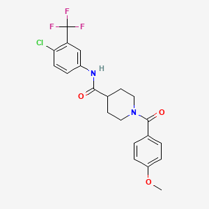 molecular formula C21H20ClF3N2O3 B3659738 N-[4-chloro-3-(trifluoromethyl)phenyl]-1-(4-methoxybenzoyl)piperidine-4-carboxamide 