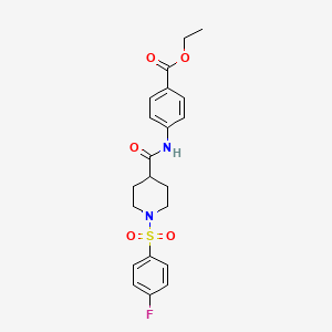 molecular formula C21H23FN2O5S B3659797 ETHYL 4-[1-(4-FLUOROBENZENESULFONYL)PIPERIDINE-4-AMIDO]BENZOATE 