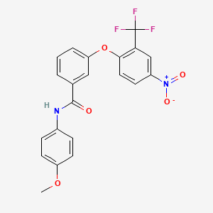 molecular formula C21H15F3N2O5 B3659803 N-(4-methoxyphenyl)-3-[4-nitro-2-(trifluoromethyl)phenoxy]benzamide 