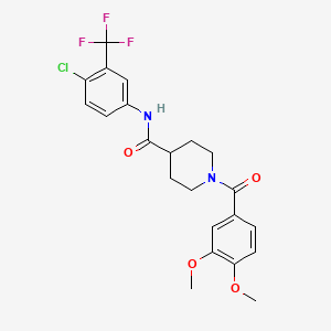 molecular formula C22H22ClF3N2O4 B3659829 N-[4-chloro-3-(trifluoromethyl)phenyl]-1-(3,4-dimethoxybenzoyl)piperidine-4-carboxamide 