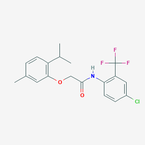 molecular formula C19H19ClF3NO2 B3659855 N-[4-chloro-2-(trifluoromethyl)phenyl]-2-(5-methyl-2-propan-2-ylphenoxy)acetamide 