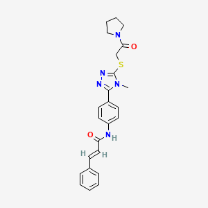 molecular formula C24H25N5O2S B3659923 N-[4-(4-methyl-5-{[2-oxo-2-(1-pyrrolidinyl)ethyl]thio}-4H-1,2,4-triazol-3-yl)phenyl]-3-phenylacrylamide 