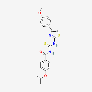 molecular formula C21H21N3O3S2 B3659930 N-{[4-(4-methoxyphenyl)-1,3-thiazol-2-yl]carbamothioyl}-4-(propan-2-yloxy)benzamide 