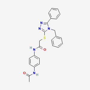 molecular formula C25H23N5O2S B3659946 N-[4-(acetylamino)phenyl]-2-[(4-benzyl-5-phenyl-4H-1,2,4-triazol-3-yl)thio]acetamide 