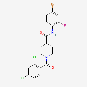 molecular formula C19H16BrCl2FN2O2 B3660041 N-(4-bromo-2-fluorophenyl)-1-(2,4-dichlorobenzoyl)piperidine-4-carboxamide 