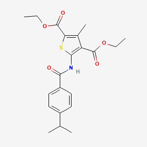 molecular formula C21H25NO5S B3660059 Diethyl 3-methyl-5-({[4-(propan-2-yl)phenyl]carbonyl}amino)thiophene-2,4-dicarboxylate 
