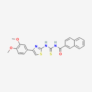 molecular formula C23H19N3O3S2 B3660069 N-[[4-(3,4-dimethoxyphenyl)-1,3-thiazol-2-yl]carbamothioyl]naphthalene-2-carboxamide 