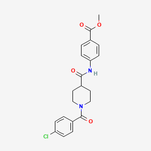 molecular formula C21H21ClN2O4 B3660073 methyl 4-({[1-(4-chlorobenzoyl)-4-piperidinyl]carbonyl}amino)benzoate 