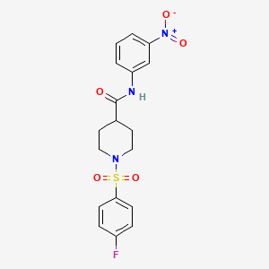 molecular formula C18H18FN3O5S B3660107 1-((4-fluorophenyl)sulfonyl)-N-(3-nitrophenyl)piperidine-4-carboxamide 