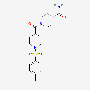 molecular formula C19H27N3O4S B3660211 1-[1-(4-METHYLBENZENESULFONYL)PIPERIDINE-4-CARBONYL]PIPERIDINE-4-CARBOXAMIDE 