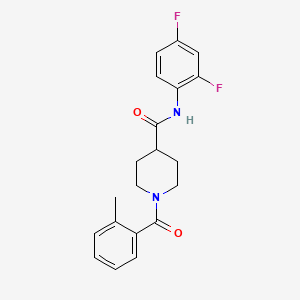 molecular formula C20H20F2N2O2 B3660244 N-(2,4-difluorophenyl)-1-(2-methylbenzoyl)-4-piperidinecarboxamide 