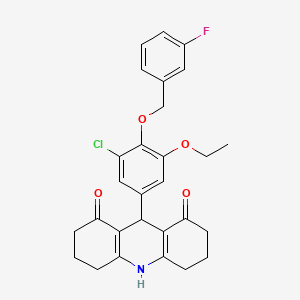 molecular formula C28H27ClFNO4 B3660256 9-[3-Chloro-5-ethoxy-4-[(3-fluorophenyl)methoxy]phenyl]-2,3,4,5,6,7,9,10-octahydroacridine-1,8-dione 