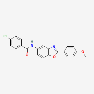 molecular formula C21H15ClN2O3 B3660270 4-chloro-N-[2-(4-methoxyphenyl)-1,3-benzoxazol-5-yl]benzamide 