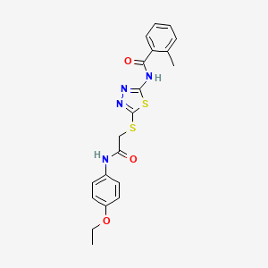 molecular formula C20H20N4O3S2 B3660309 N-(5-((2-((4-ethoxyphenyl)amino)-2-oxoethyl)thio)-1,3,4-thiadiazol-2-yl)-2-methylbenzamide 