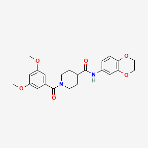 molecular formula C23H26N2O6 B3660374 N-(2,3-dihydro-1,4-benzodioxin-6-yl)-1-(3,5-dimethoxybenzoyl)piperidine-4-carboxamide 