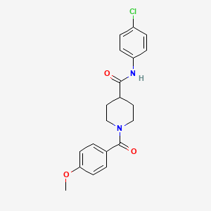 molecular formula C20H21ClN2O3 B3660421 N-(4-chlorophenyl)-1-(4-methoxybenzoyl)piperidine-4-carboxamide 