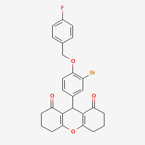 molecular formula C26H22BrFO4 B3660425 9-{3-bromo-4-[(4-fluorobenzyl)oxy]phenyl}-3,4,5,6,7,9-hexahydro-1H-xanthene-1,8(2H)-dione 