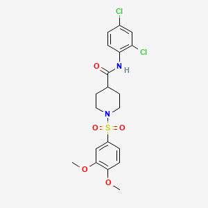 molecular formula C20H22Cl2N2O5S B3660480 N-(2,4-dichlorophenyl)-1-[(3,4-dimethoxyphenyl)sulfonyl]piperidine-4-carboxamide 