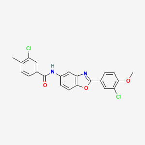 molecular formula C22H16Cl2N2O3 B3660503 3-chloro-N-[2-(3-chloro-4-methoxyphenyl)-1,3-benzoxazol-5-yl]-4-methylbenzamide 