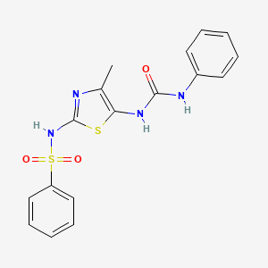 molecular formula C17H16N4O3S2 B3660541 N-{5-[(anilinocarbonyl)amino]-4-methyl-1,3-thiazol-2-yl}benzenesulfonamide 