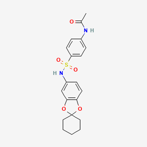molecular formula C20H22N2O5S B3660548 N-[4-(spiro[1,3-benzodioxole-2,1'-cyclohexane]-5-ylsulfamoyl)phenyl]acetamide 