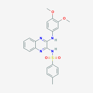 molecular formula C23H22N4O4S B3660554 N-{3-[(3,4-dimethoxyphenyl)amino]quinoxalin-2-yl}-4-methylbenzenesulfonamide 