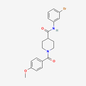 molecular formula C20H21BrN2O3 B3660570 N-(3-bromophenyl)-1-(4-methoxybenzoyl)piperidine-4-carboxamide 