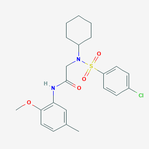 molecular formula C22H27ClN2O4S B3660586 2-[(4-chlorophenyl)sulfonyl-cyclohexylamino]-N-(2-methoxy-5-methylphenyl)acetamide 