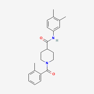 molecular formula C22H26N2O2 B3660609 N-(3,4-dimethylphenyl)-1-[(2-methylphenyl)carbonyl]piperidine-4-carboxamide 