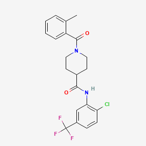 molecular formula C21H20ClF3N2O2 B3660621 N-[2-chloro-5-(trifluoromethyl)phenyl]-1-(2-methylbenzoyl)piperidine-4-carboxamide 