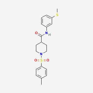 molecular formula C20H24N2O3S2 B3660658 1-(4-Methylbenzenesulfonyl)-N-[3-(methylsulfanyl)phenyl]piperidine-4-carboxamide 