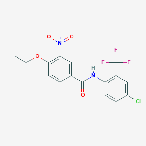 molecular formula C16H12ClF3N2O4 B3660661 N-[4-chloro-2-(trifluoromethyl)phenyl]-4-ethoxy-3-nitrobenzamide 