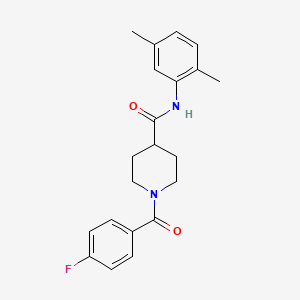 molecular formula C21H23FN2O2 B3660696 N-(2,5-dimethylphenyl)-1-(4-fluorobenzoyl)piperidine-4-carboxamide 