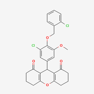 molecular formula C27H24Cl2O5 B3660781 9-{3-chloro-4-[(2-chlorobenzyl)oxy]-5-methoxyphenyl}-3,4,5,6,7,9-hexahydro-1H-xanthene-1,8(2H)-dione 