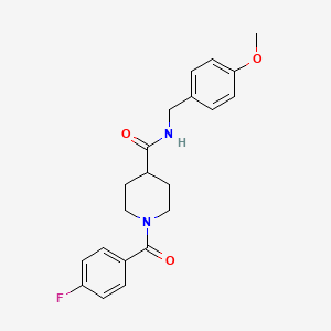 molecular formula C21H23FN2O3 B3660818 1-(4-fluorobenzoyl)-N-[(4-methoxyphenyl)methyl]piperidine-4-carboxamide 